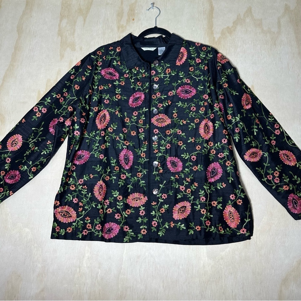 Laura Ashley Black and Pink Floral Blazer‎